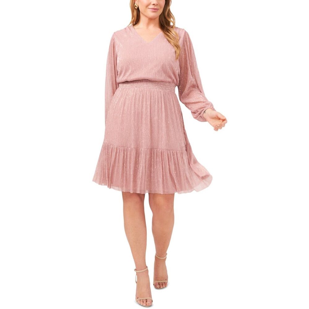 Msk Plus Size Crinkle Mesh Fit & Flare Dress Size 1X